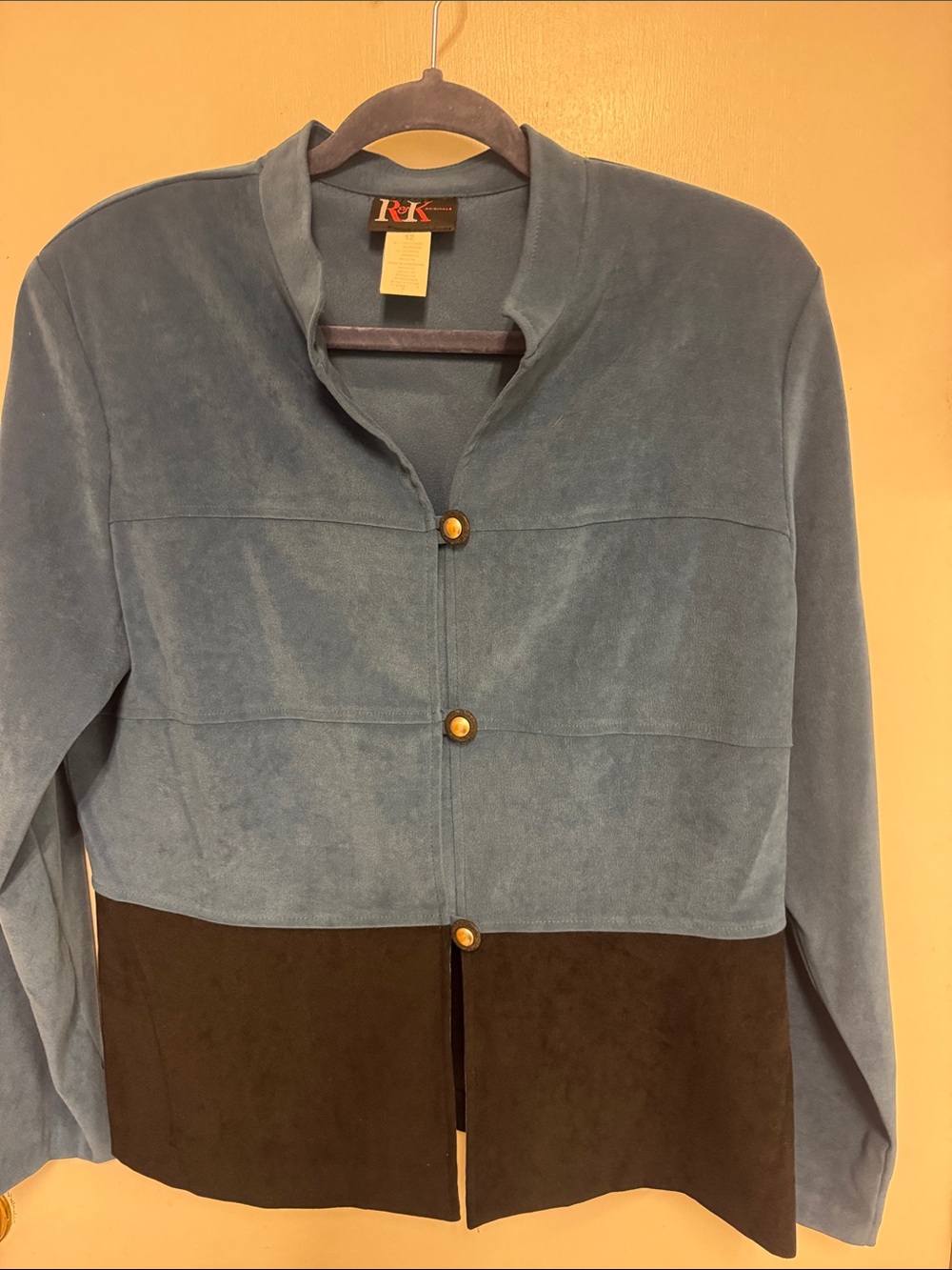 R & K Blue and Black Suede look Two-Tone Women's Jacket